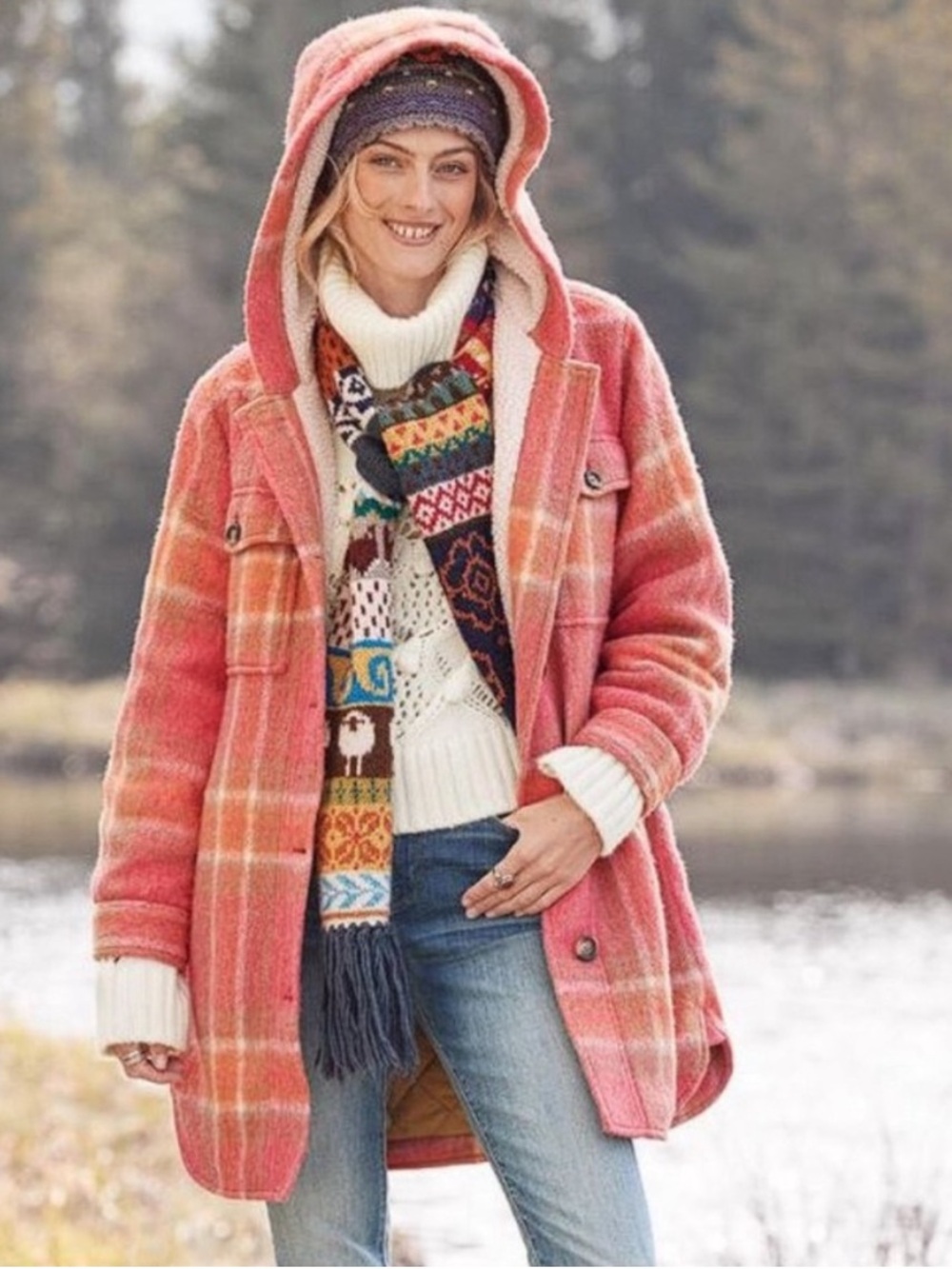 NWOT Sundance Harvest Sky Plaid Hooded Jacket Size M